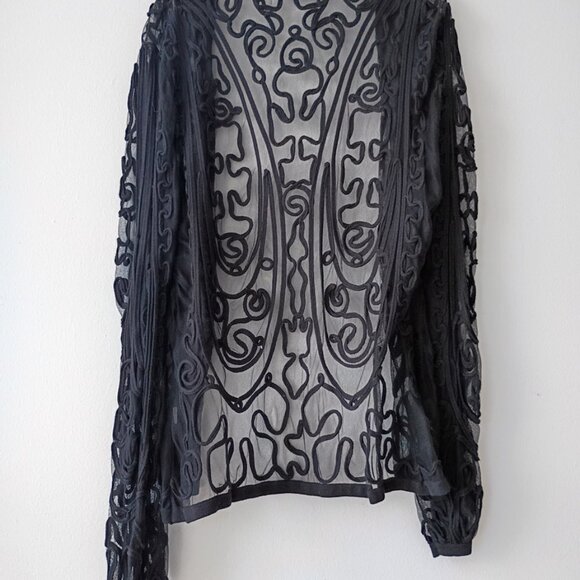 Dolce Cabo Sheer Embroidered Mesh Jacket Cardigan Goth Glam - Size M - Picture 6 of 6